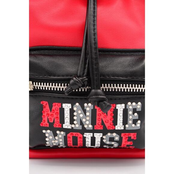 Disney\'s Minnie Mouse Mini Backpack Red Black Rhinestones Crystal Bling 10\